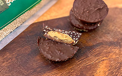 Chocolate Peanut Butter Date Cups with Amaranth Crispies