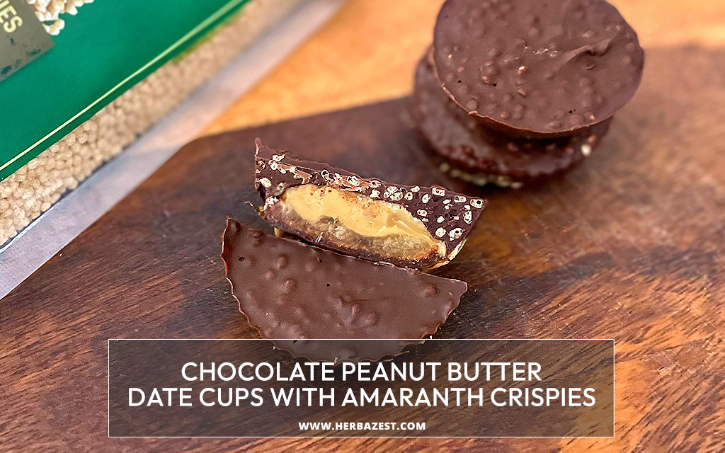 Chocolate Peanut Butter Date Cups with Amaranth Crispies
