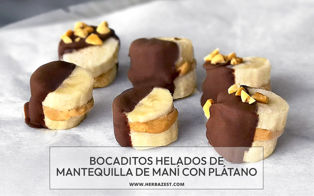 Bocaditos helados de mantequilla de maní con plátano