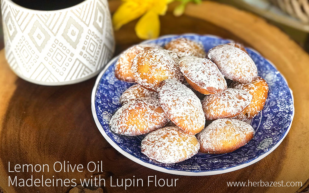 Lemon Olive Oil Madeleines with Lupin Flour