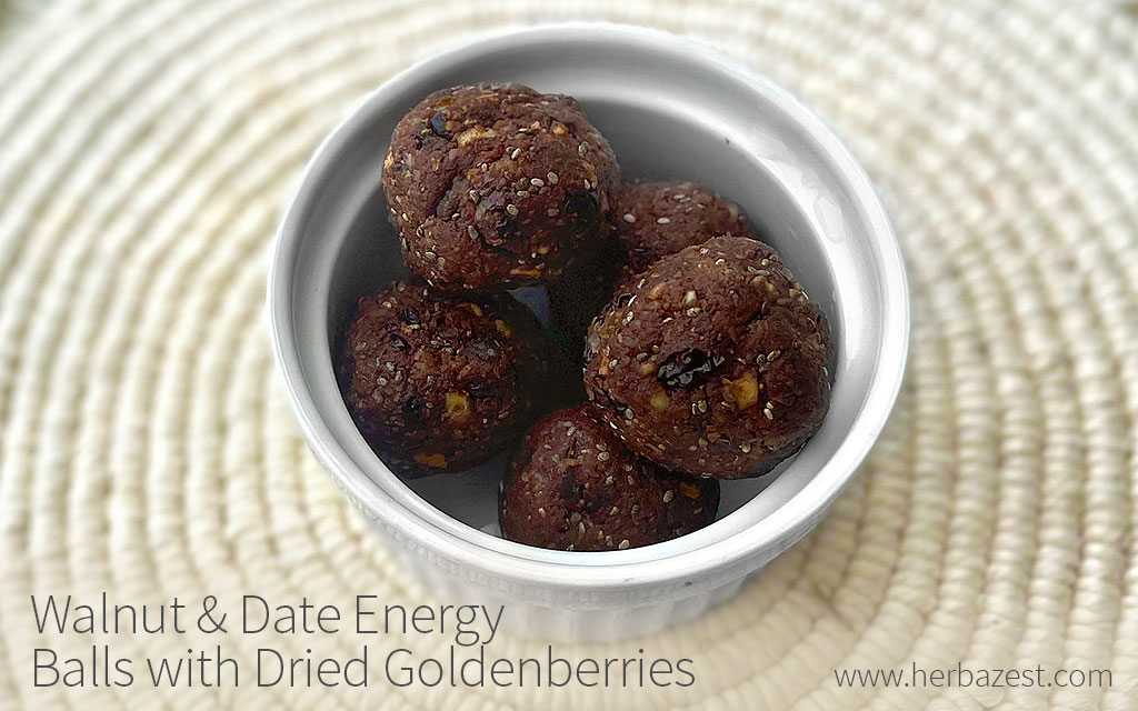 Walnut & Date Energy Balls with Dried Goldenberries