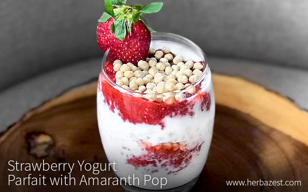 Strawberry Yogurt Parfait with Amaranth Pop