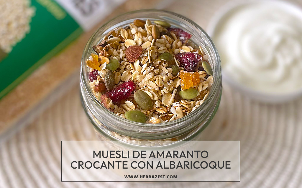 Muesli de amaranto crocante con albaricoque y nueces