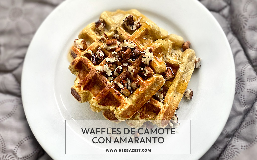 Waffles de camote con amaranto