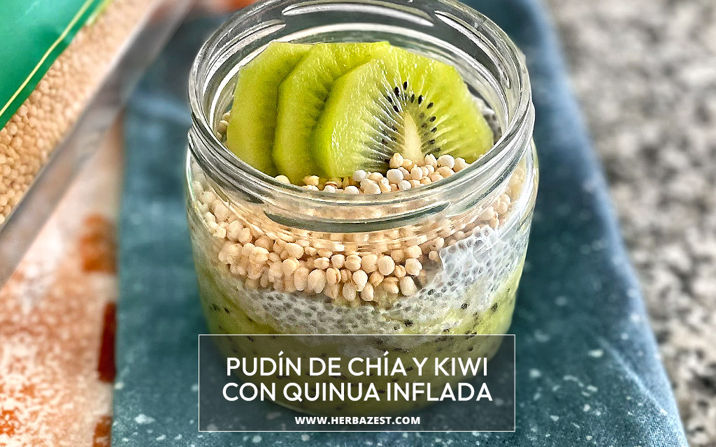 Pudín de chía y kiwi con quinua inflada