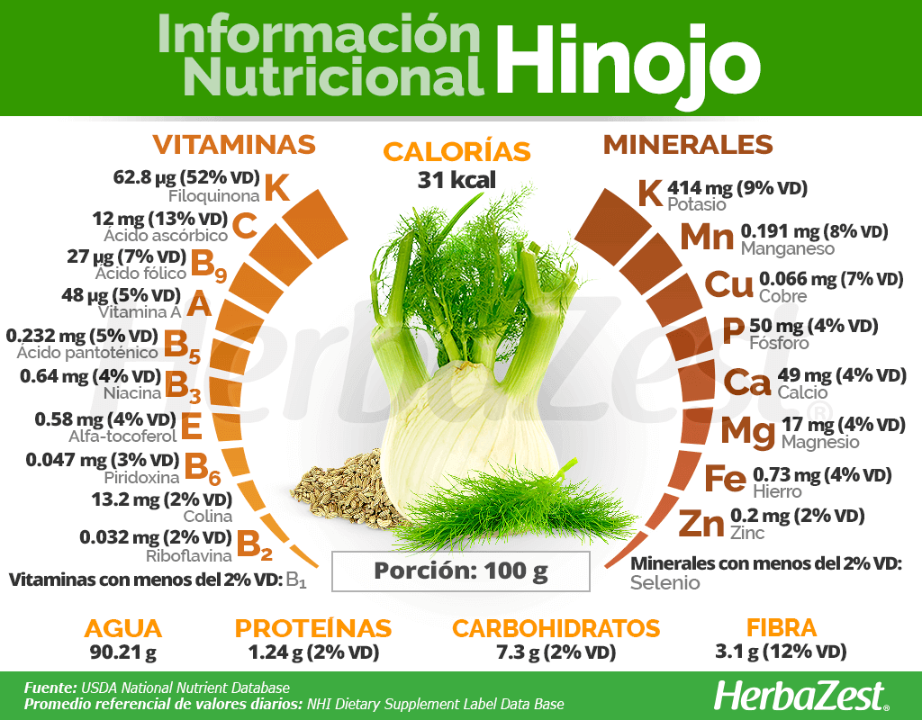 Información nutricional del hinojo