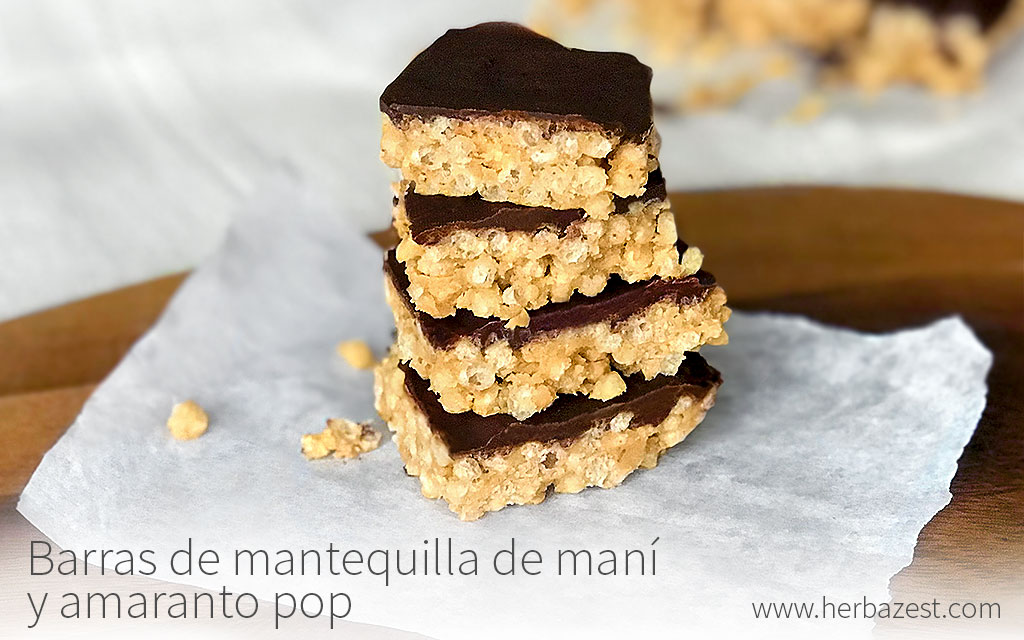 Barras de mantequilla de maní y amaranto pop