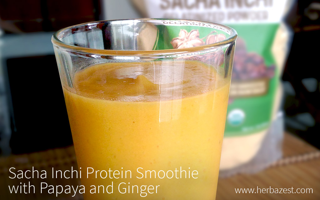 Sacha Inchi Protein Smoothie with Papaya and Ginger