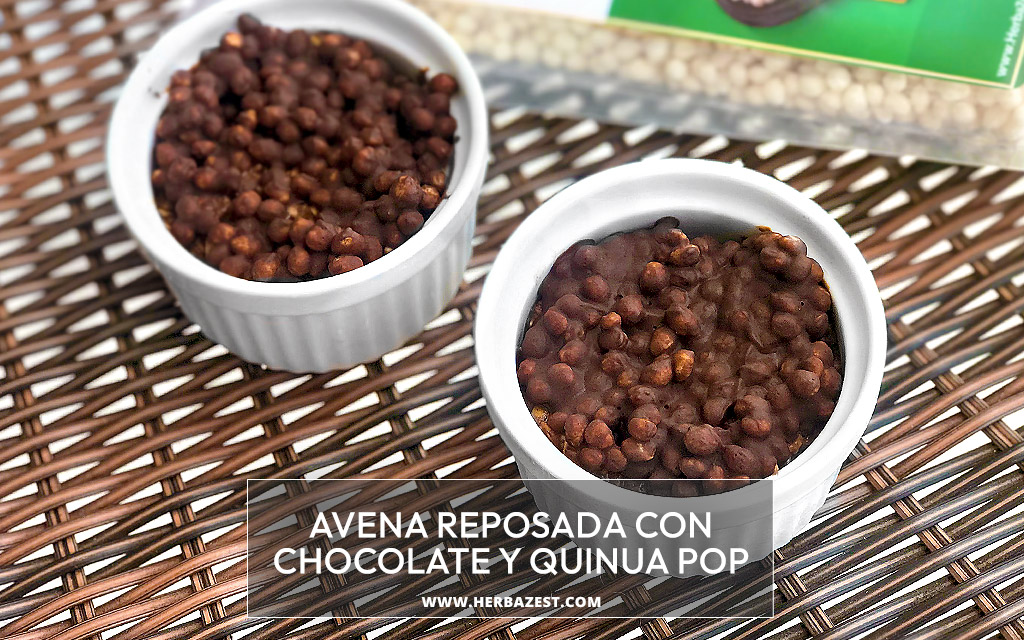 Avena reposada con chocolate y quinua pop