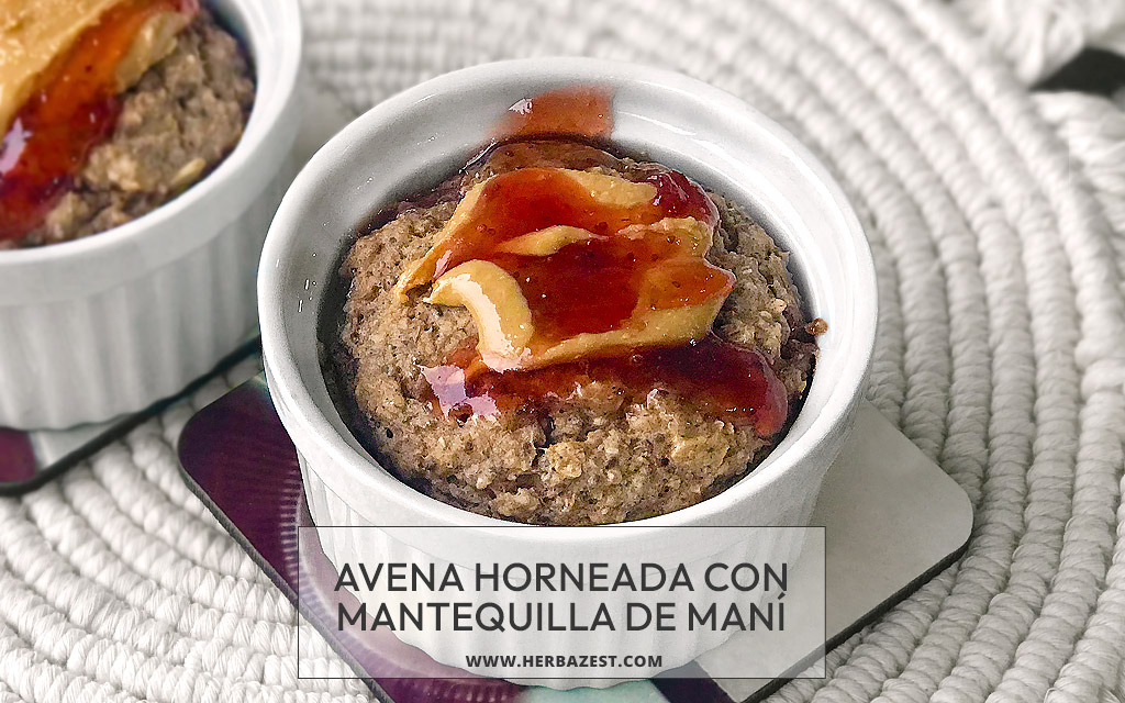 Avena horneada con mantequilla de maní