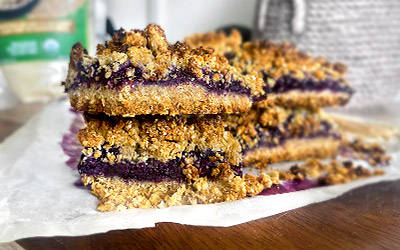 Barras de quinua con avena y arándanos