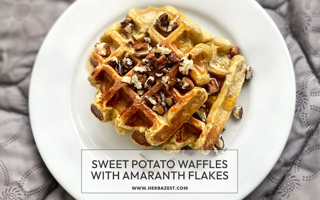 Sweet Potato Waffles with Amaranth Flakes