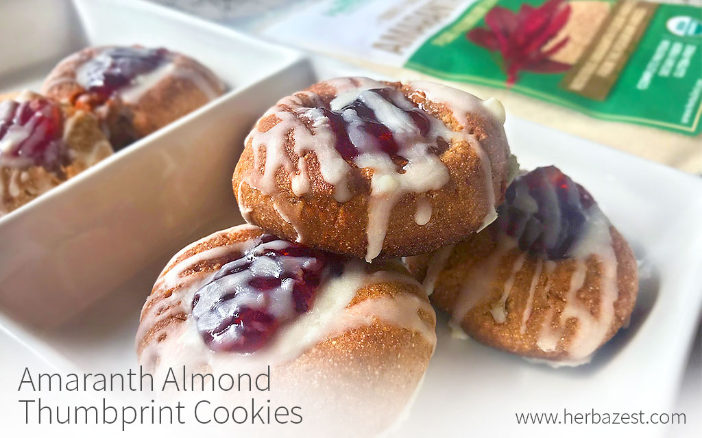 Amaranth Almond Thumbprint Cookies