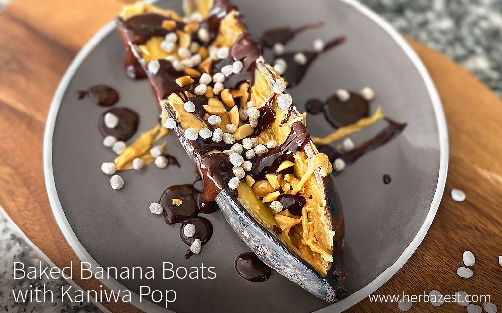 Baked Banana Boats with Kaniwa Pop