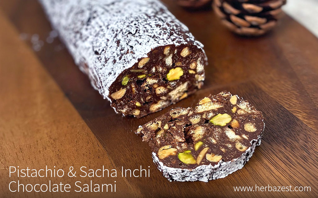 Pistachio & Sacha Inchi Chocolate Salami