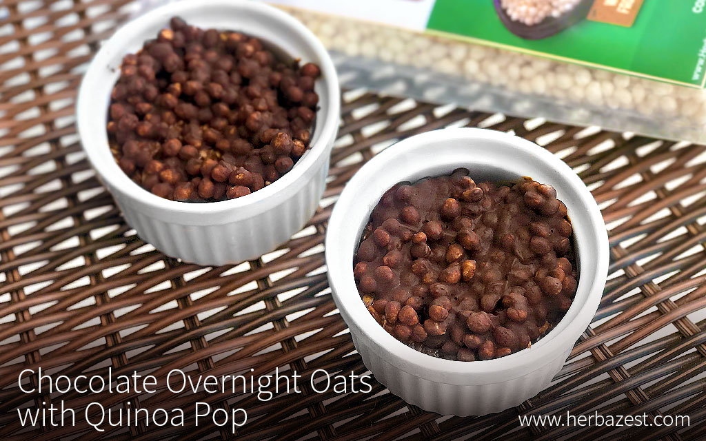 Chocolate Overnight Oats with Quinoa Pop