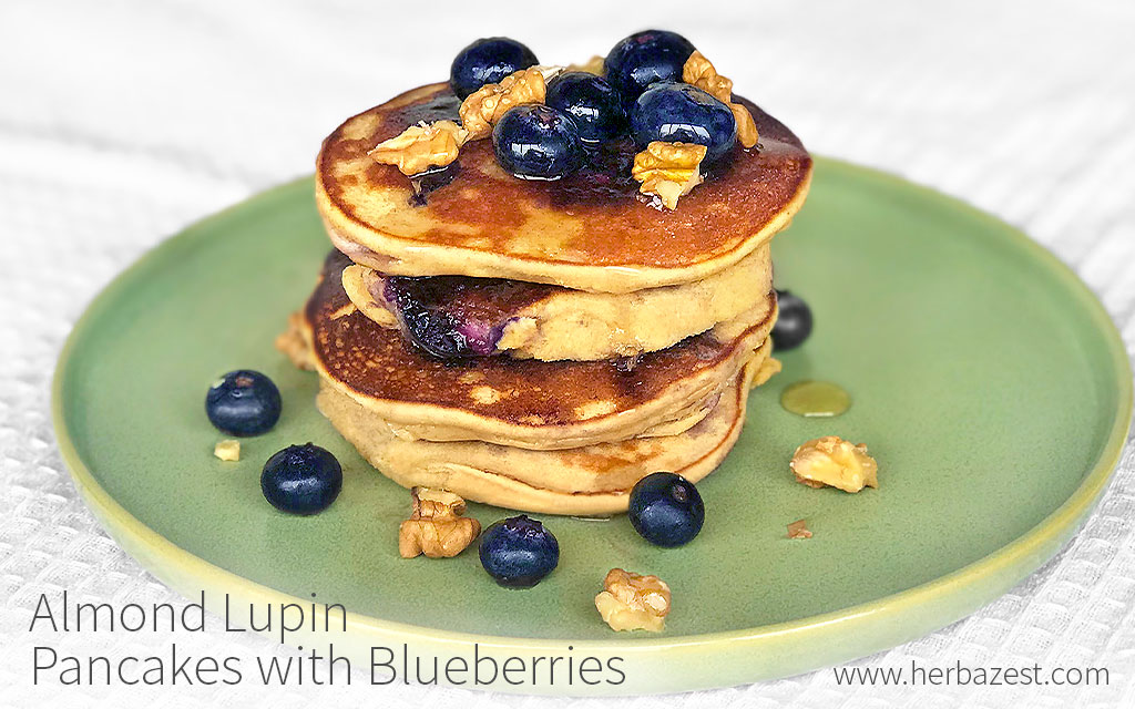 Almond Lupin Pancakes with Blueberries