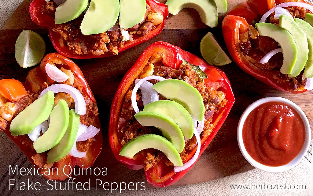 Mexican Quinoa Flake-Stuffed Peppers