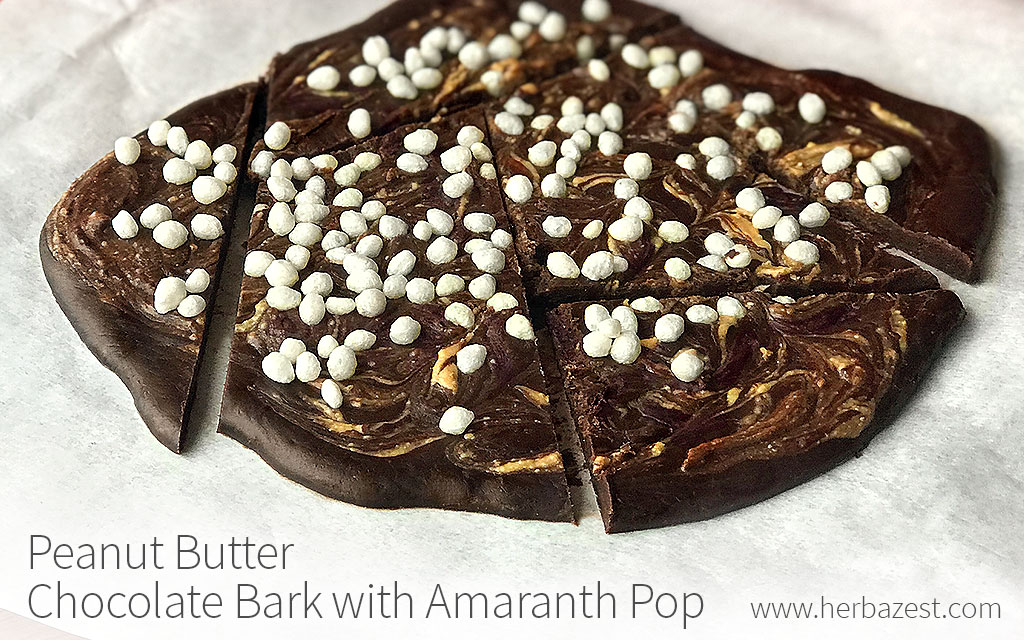 Peanut Butter Chocolate Bark with Amaranth Pop
