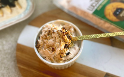 Yogurt Cheesecake with Lucuma Powder and Cookies