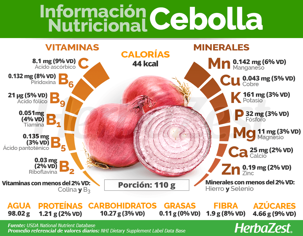 Información nutricional de la cebolla