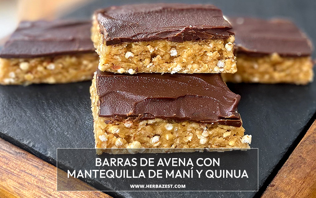 Barras de avena con mantequilla de maní y quinua