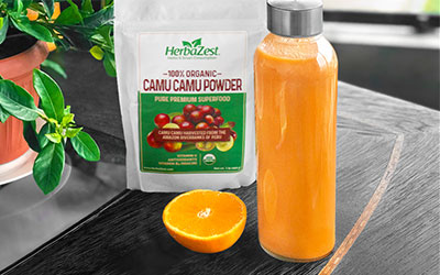 Batido de camu camu con naranja y zanahoria