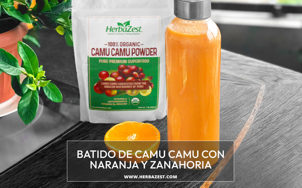 Batido de camu camu con naranja y zanahoria