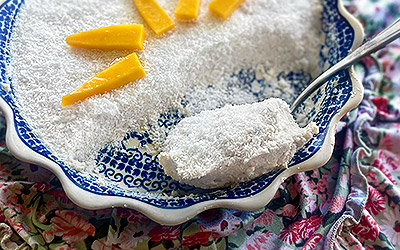 Pudín de coco y lúcuma